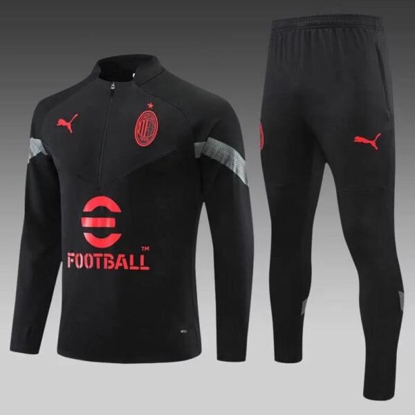 AC Milan 2022/2023 Half-Pull Training Suit Black Football Jersey 1:1 Thai Quality Set