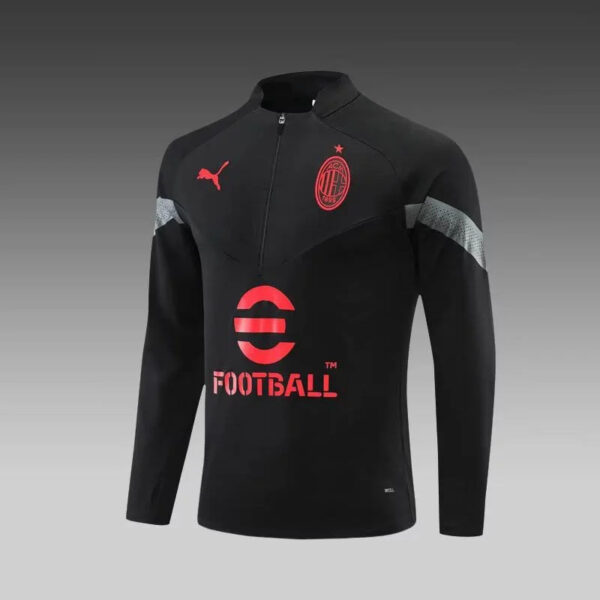 AC Milan 2022/2023 Half-Pull Training Suit Black Football Jersey 1:1 Thai Quality Set - Image 3