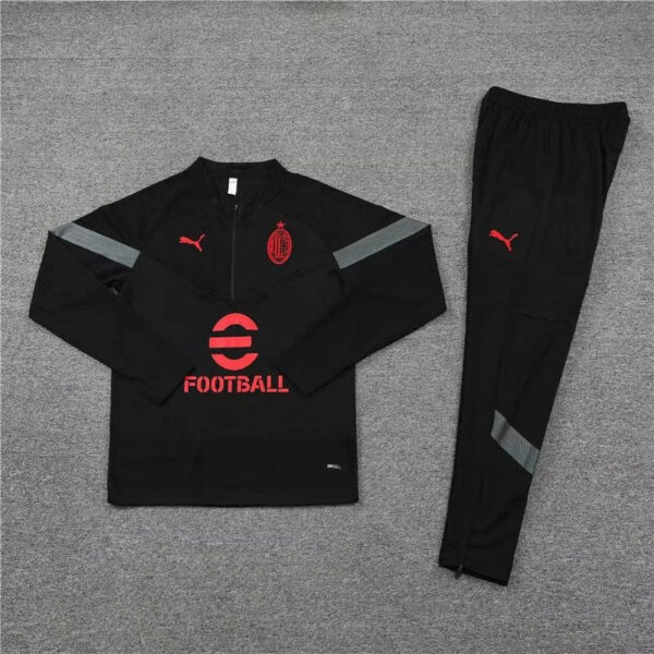 AC Milan 2022/2023 Half-Pull Training Suit Black Football Jersey 1:1 Thai Quality Set - Image 7