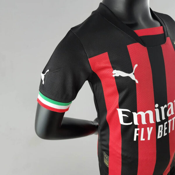 AC Milan 2022/2023 Home Football Jersey 1:1 Thai Quality Kids Size - Image 4