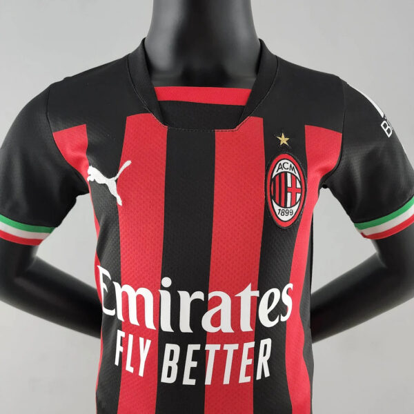 AC Milan 2022/2023 Home Football Jersey 1:1 Thai Quality Kids Size - Image 5