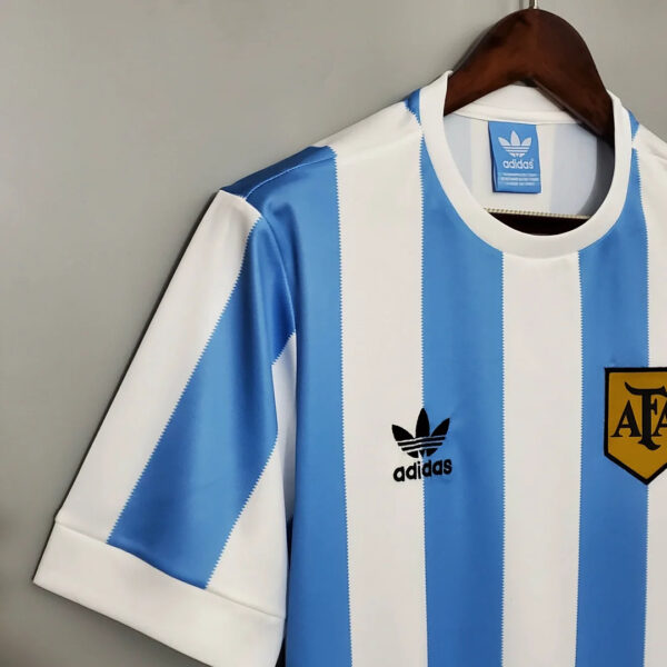 Argentina 1978 National Team Retro Home Football Jersey - Image 3