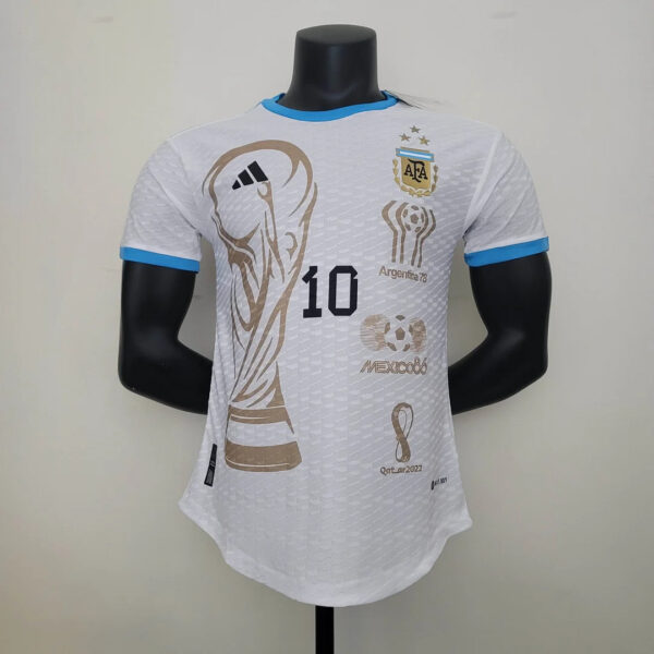 Argentina 2022 Player Version National Team Hercules Cup Commemorative Edition White Football Jersey