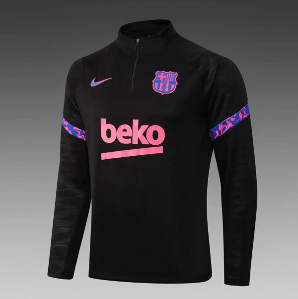 Barcelona 2021/2022Half-Pull Training Suit Black Jersey Set - Image 3