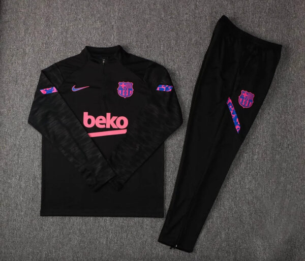 Barcelona 2021/2022Half-Pull Training Suit Black Jersey Set - Image 7