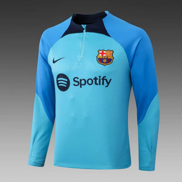 Barcelona 2022/2023 Half-Pull Training Suit Blue Jersey Set - Image 3