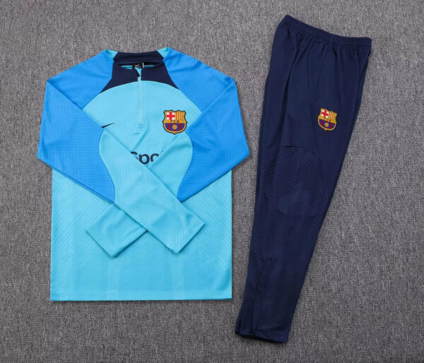 Barcelona 2022/2023 Half-Pull Training Suit Blue Jersey Set - Image 7