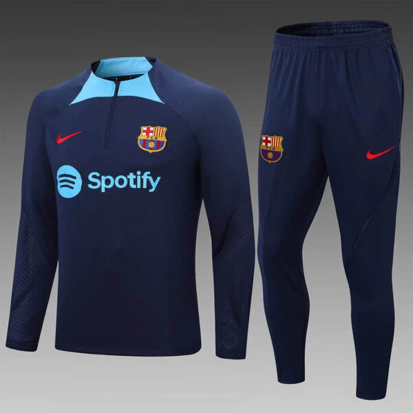 Barcelona 2022/2023 Half-Pull Training Suit Dark Blue Jersey Set