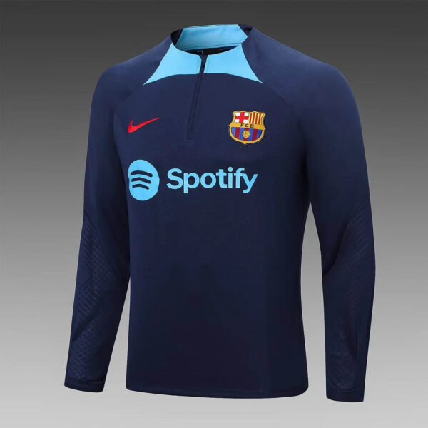 Barcelona 2022/2023 Half-Pull Training Suit Dark Blue Jersey Set - Image 3