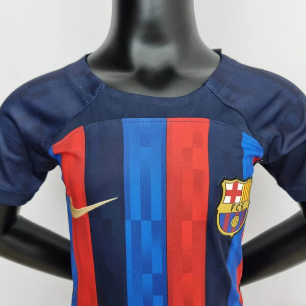 Barcelona 2022/2023 Home Football Jersey 1:1 Thai Quality Kids Size - Image 3