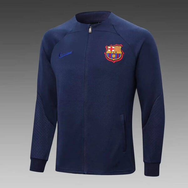 Barcelona 2022/2023 Long Zip Jacke Dark Blue Jersey Set - Image 3