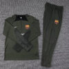 Barcelona 2023/2024 Half-Pull Training Suit Army Green Jersey Set - Image 7