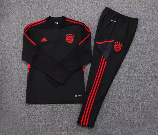 Bayern Munich 2022/2023 Half-Pull Training Suit Black Football Jersey 1:1 Thai Quality Set - Image 7