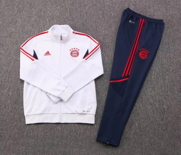 Bayern Munich 2022/2023 Long Zipped Jacket White Football Jersey 1:1 Thai Quality Set - Image 7