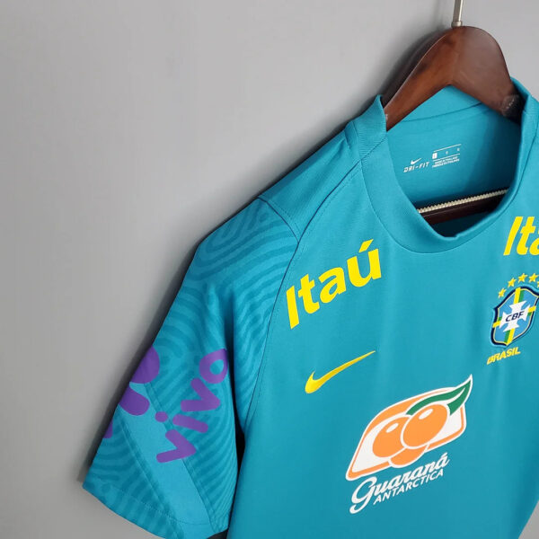 Brazil 2021 Training Wear Lake Blue Football Jersey - Image 4