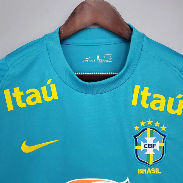 Brazil 2021 Training Wear Lake Blue Football Jersey - Image 5