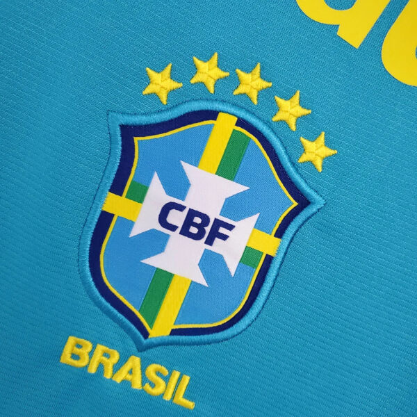 Brazil 2021 Training Wear Lake Blue Football Jersey - Image 7