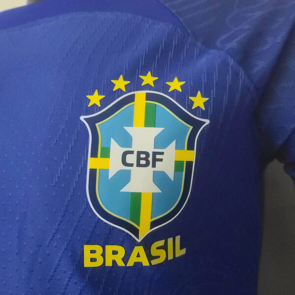 Brazil 2022 FIFA World Cup Long Sleeve Player Version  Away Football Jersey - Image 4