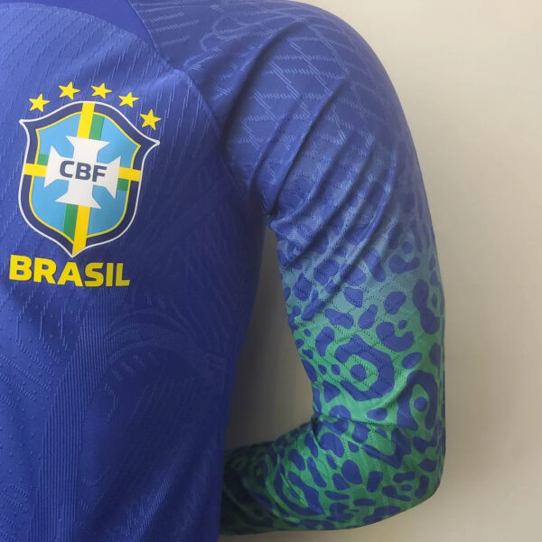 Brazil 2022 FIFA World Cup Long Sleeve Player Version  Away Football Jersey - Image 5