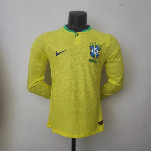 Brazil 2022 FIFA World Cup Long Sleeve Player Version Home Football Jersey