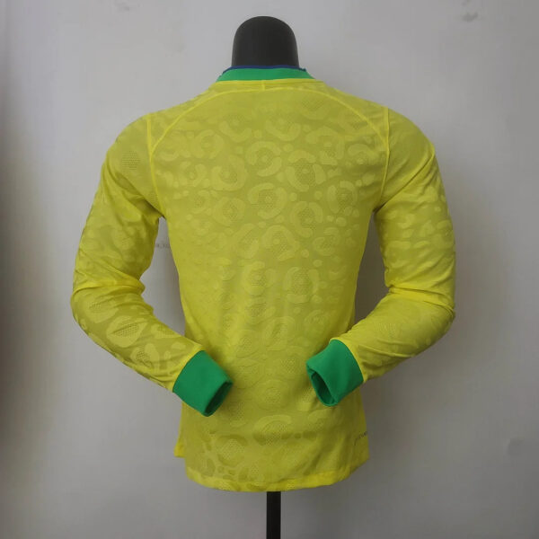 Brazil 2022 FIFA World Cup Long Sleeve Player Version Home Football Jersey - Image 2