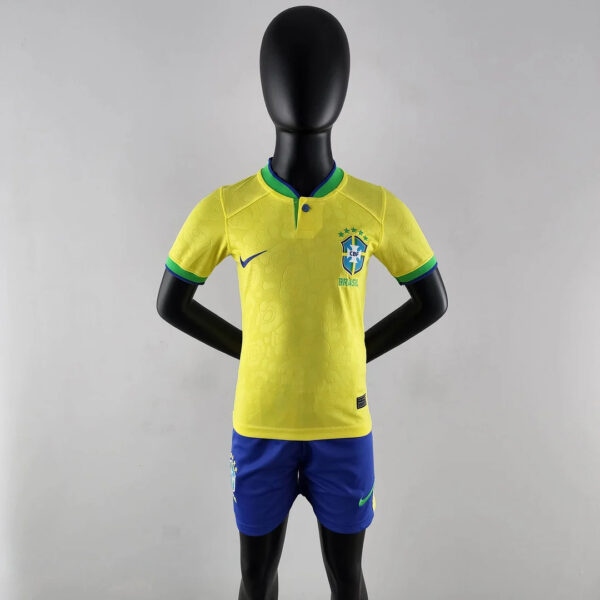 Brazil 2022 World Cup Home Football Jersey Kids Size