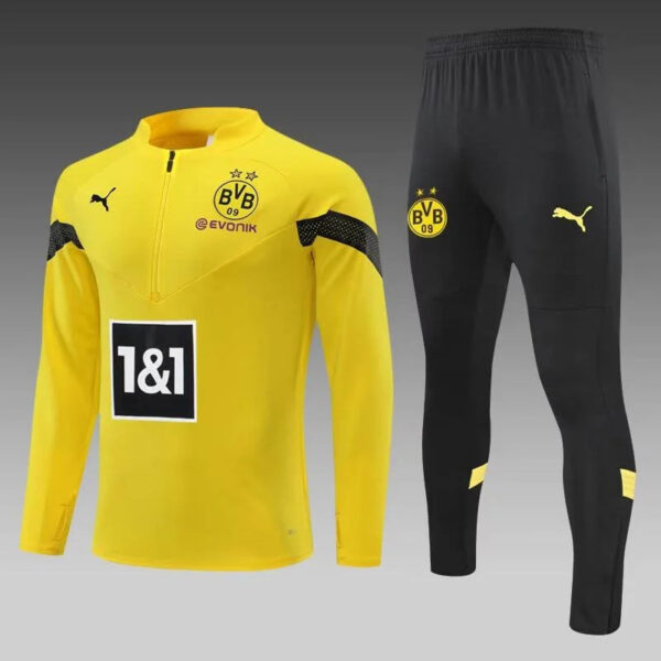 Dortmund 2022/2023 Half-Pull Training Suit Yellow Football Jersey Set